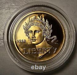 Pièce d'or commémorative de 5 dollars de preuve DCAM des Jeux olympiques de Séoul 1988 W Liberty dans une capsule