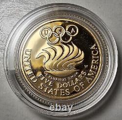 Pièce d'or commémorative de 5 dollars de preuve DCAM des Jeux olympiques de Séoul 1988 W Liberty dans une capsule