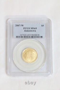 Pièce d'or de 5 $ Jamestown 400e anniversaire de 2007 PCGS MS69