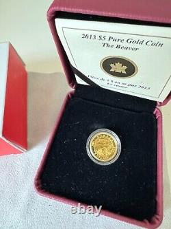 Pièce d'or pure de 1/10 oz (2013) de la Monnaie royale canadienne (le castor)