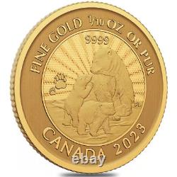 Pièce de 1/10 oz en or Majestic Polar Bear & Cubs du Canada 2023. Or pur à 9999