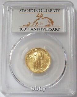 Pièce de 25 cents en or de 2016 avec la représentation de la Liberté debout - 1/4 oz - Évaluation PCGS SP 70 - Première Frappe