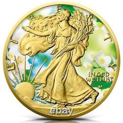 Pièce de monnaie Gilded Colored American Eagle $1 en argent d'une once de printemps 2022