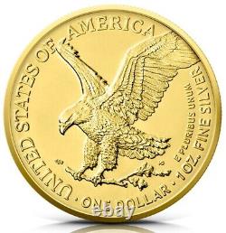Pièce de monnaie Gilded Colored American Eagle $1 en argent d'une once de printemps 2022