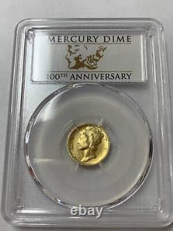 Pièce de monnaie Mercury Dime American Liberty de 2016 à 10 $, PCGS SP-70, étiquette du 100e anniversaire, FS