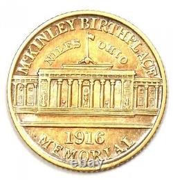 Pièce de monnaie commémorative en or McKinley de 1916, Dollar d'or G$1, détails AU, pièce d'or rare.