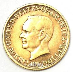 Pièce de monnaie commémorative en or McKinley de 1916, Dollar d'or G$1, détails AU, pièce d'or rare.