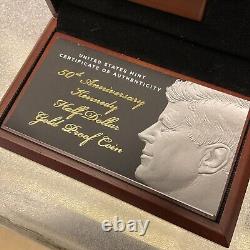 Pièce de monnaie commémorative en or de 50ème anniversaire du demi-dollar Kennedy de 2014 avec boîte et certificat d'authenticité
