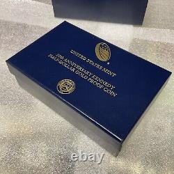 Pièce de monnaie commémorative en or de 50ème anniversaire du demi-dollar Kennedy de 2014 avec boîte et certificat d'authenticité
