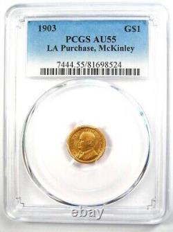 Pièce de monnaie en or de 1 dollar McKinley Louisiana Purchase de 1903 certifiée PCGS AU55