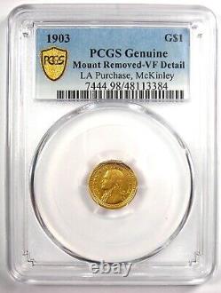 Pièce de monnaie en or de 1 dollar de 1903 Jefferson Louisiana certifiée PCGS VF Détails