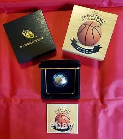 Pièce en or commémorative Proof du Hall of Fame du basketball 2020 dans son emballage d'origine/Certificat d'authenticité (20CA)