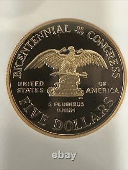 Pièce en or de 5 dollars du Congrès des États-Unis de 1989 ÉVALUÉE par NGC PF 70 ULTRA CAMEO