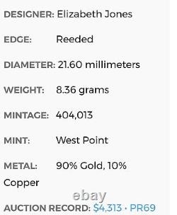 Pièce en or de 5 $ ultra cameo épreuve BU non circulée de la statue de la liberté de 1986
