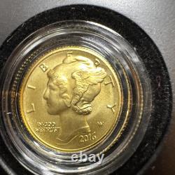 Pièce en or du centenaire du Mercury Dime de la Monnaie des États-Unis 2016, article de la Monnaie de West Point n° 16XB
