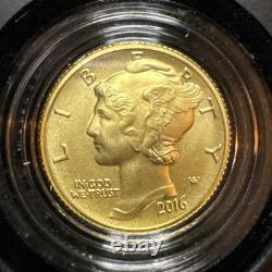 Pièce en or du centenaire du Mercury Dime de la Monnaie des États-Unis 2016, article de la Monnaie de West Point n° 16XB