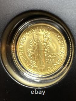 Pièce en or du centenaire du Mercury Dime de la Monnaie des États-Unis 2016, article de la Monnaie de West Point n° 16XB
