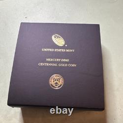 Pièce en or du centenaire du Mercury Dime de la Monnaie des États-Unis 2016, article de la Monnaie de West Point n° 16XB