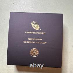 Pièce en or du centenaire du Mercury Dime de la Monnaie des États-Unis 2016, article de la Monnaie de West Point n° 16XB