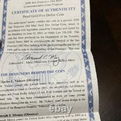 Pièce en or épreuve Old Mint de San Francisco 2006S