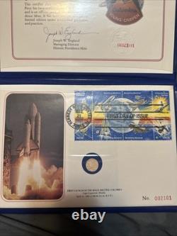 Pièce officielle en or 14 carats et timbres de la navette spatiale Columbia 1981 Édition deluxe
