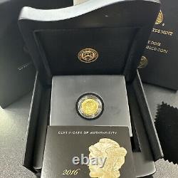 Pièce rare et magnifique en or de 1/10 oz Mercury Dime Centennial de 2016-W (avec OGP)