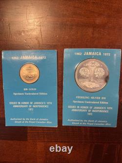 Pièces d'or et d'argent de 1972 commémorant l'indépendance de la Jamaïque