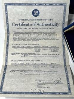 Pièces de la Constitution des États-Unis 1987, pièce en or américain 5 dollars, 8,3 grammes, 90 % d'or 1