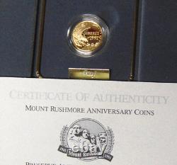 Preuve 1991-W Mont Rushmore $5 Or Commemoratif avec Boîte et COA