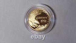Preuve 1991-W Mont Rushmore $5 Or Commemoratif avec Boîte et COA