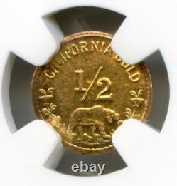 Rare 1/2 en or de Californie de 1849, Souvenir de Sacramento / NGC UNC / R-8