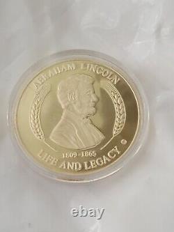 Rare 2011 Abraham Lincoln Non Circulé 24k Or Couches 40mm Coin + Aco