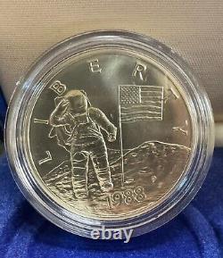 Rare ensemble commémoratif de 3 pièces en or, argent et bronze 90 % Amérique dans l'espace 1988