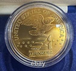 Rare ensemble commémoratif de 3 pièces en or, argent et bronze 90 % Amérique dans l'espace 1988