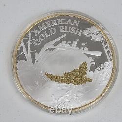 Ruée vers l'or américaine Californie Pièce en argent plaqué or 24k accentuée Jumbo 4