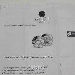 Ruée vers l'or américaine Californie Pièce en argent plaqué or 24k accentuée Jumbo 4