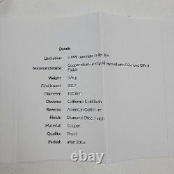Ruée vers l'or américaine Californie Pièce en argent plaqué or 24k accentuée Jumbo 4