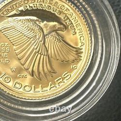 SUPERBE GEM BU 2018-W Amérique Liberté Haute Relief épreuve 1/10 oz Or OGP & COA