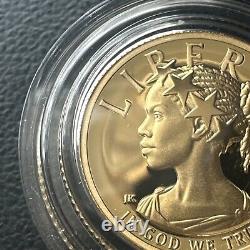 SUPERBE GEM BU 2018-W Amérique Liberté Haute Relief épreuve 1/10 oz Or OGP & COA