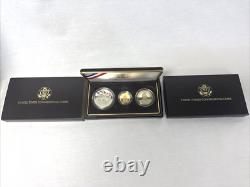 Set de Preuves Congressionnelles Américaines de 1989 avec 3 Pièces : Or 5 $, Argent 1 $, demi