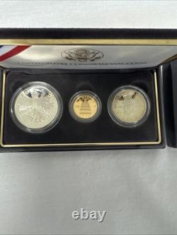 Set de Preuves Congressionnelles Américaines de 1989 avec 3 Pièces : Or 5 $, Argent 1 $, demi