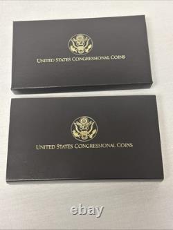 Set de Preuves Congressionnelles Américaines de 1989 avec 3 Pièces : Or 5 $, Argent 1 $, demi