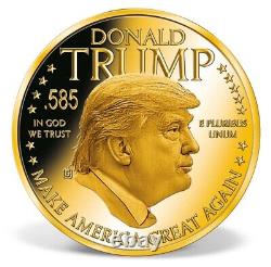 Solid 14k Gold Donald Trump Rendre L'amérique Grande Pièce De Collectionneur Avec Coa