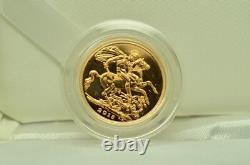 Souverain d'or de Grande-Bretagne 2013 91,67 % or Boîte commémorative de naissance royale COA