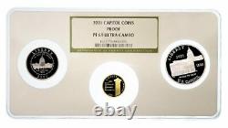 USA Capitol Visitors Center 3 Pièces 2001 Proof Gold & Silver Ngc Pf69ucam
