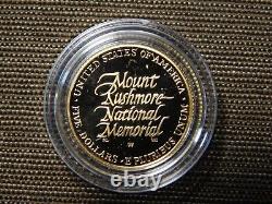 US Mint 1991 Mt Rushmore Anniversary 3 Coin $5 West Pt Gold & Silver Proof Set<br/><br/>
La Monnaie des États-Unis 1991 Mt Rushmore Anniversaire Ensemble de preuve en or et en argent de 3 pièces de $5 West Pt