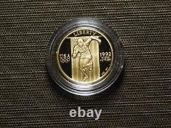 US Mint 1992 Jeux olympiques Ensemble de preuves de 3 pièces de monnaie de 5 $ en or et en argent de West Pt