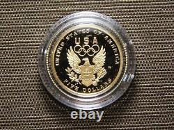 US Mint 1992 Jeux olympiques Ensemble de preuves de 3 pièces de monnaie de 5 $ en or et en argent de West Pt