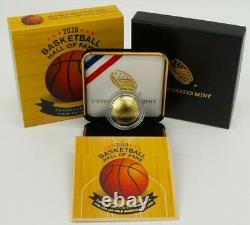 U. S. Mint 2020-w Basketball Hall Of Fame $5 Gold Commemorative Coin W Coa J622
