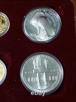 Us Mint 1984 Olympic Commeorative Silver/gold Proof & Uncircularted Set 6 Pièces